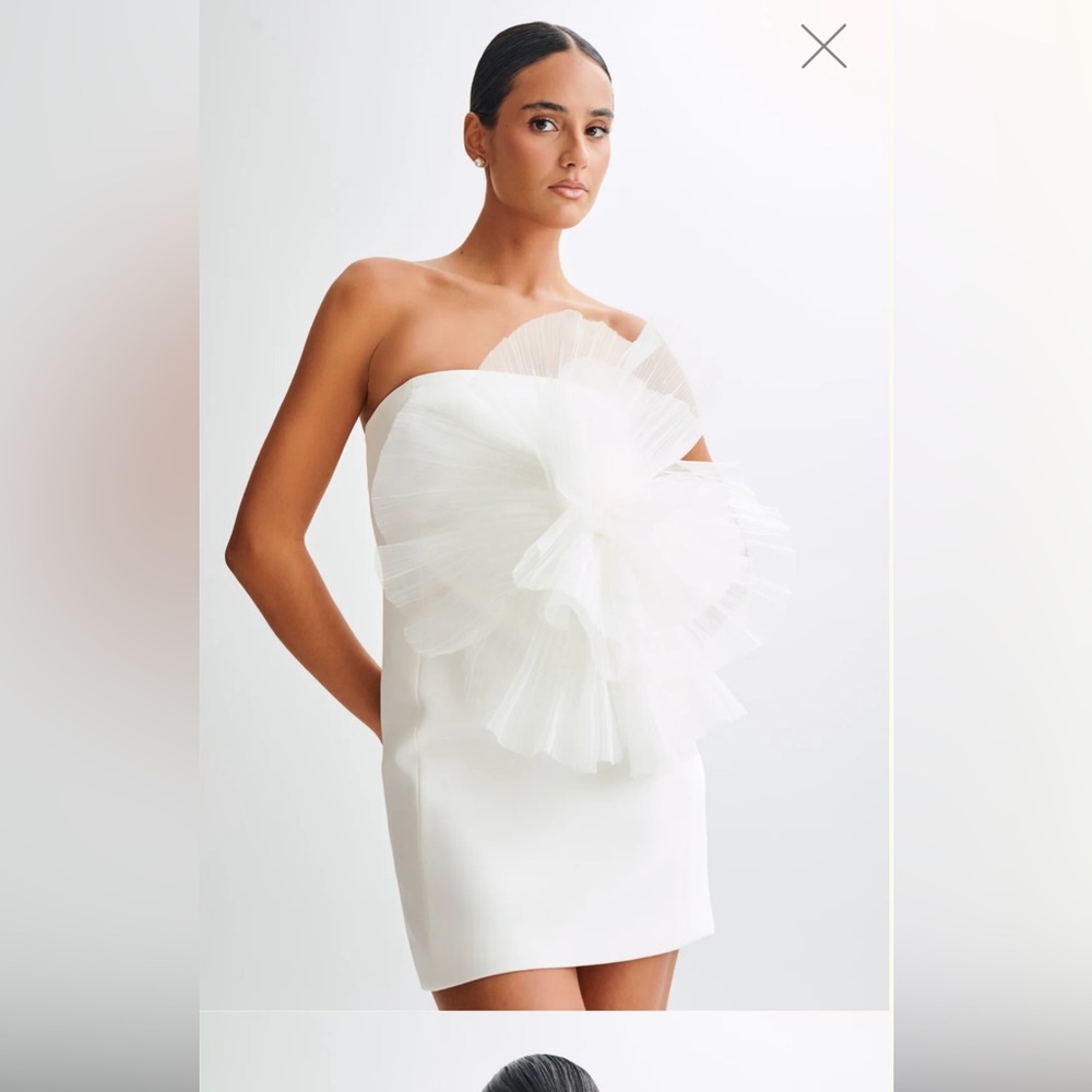 Meshki Victoria strapless mini dress in white